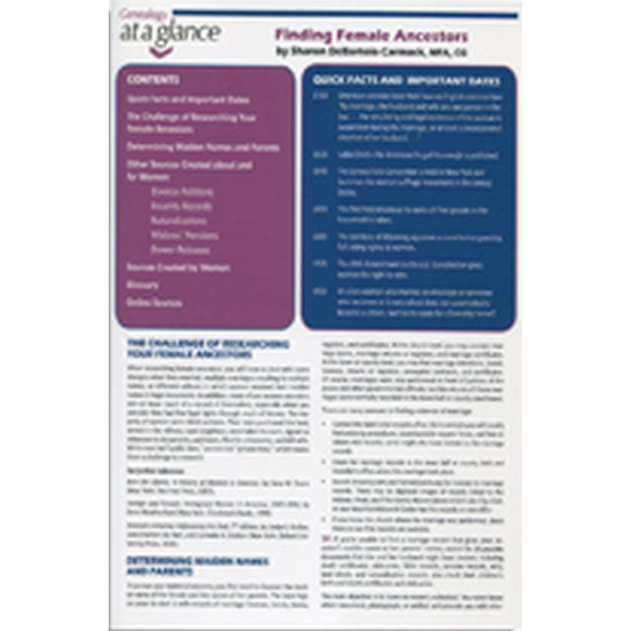 Genealogy at a Glance: Finding Female Ancestors