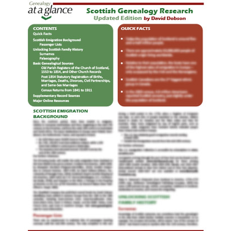 Genealogy at a Glance: Scottish Genealogy Research, updated edition