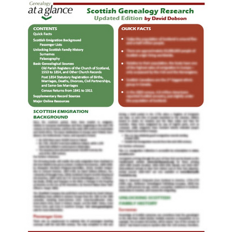 Genealogy at a Glance: Scottish Genealogy Research, updated edition