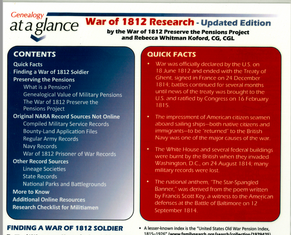 Genealogy at a Glance: War of 1812 Research, Updated Edition