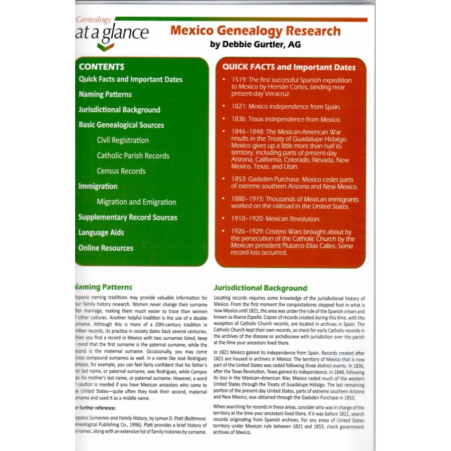 Genealogy at a Glance: Mexico Genealogy Research