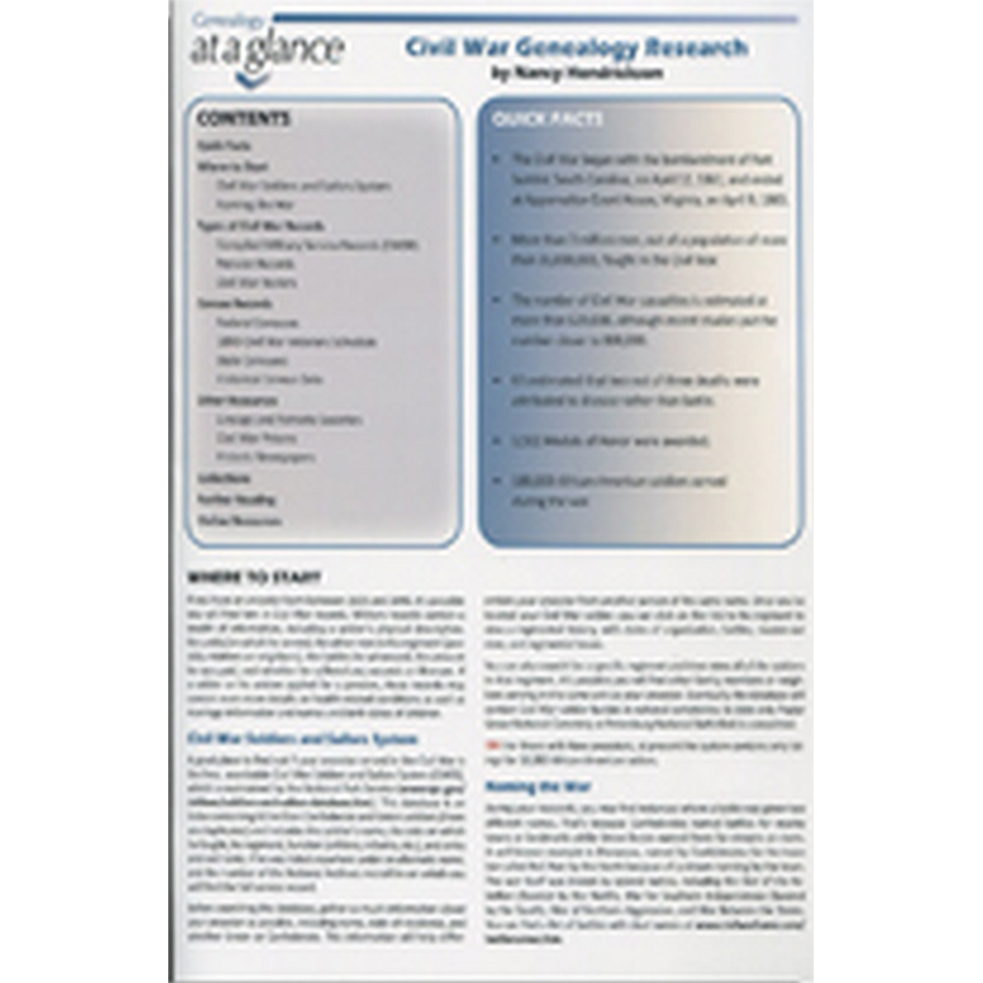 Genealogy at a Glance: Civil War Genealogy Research