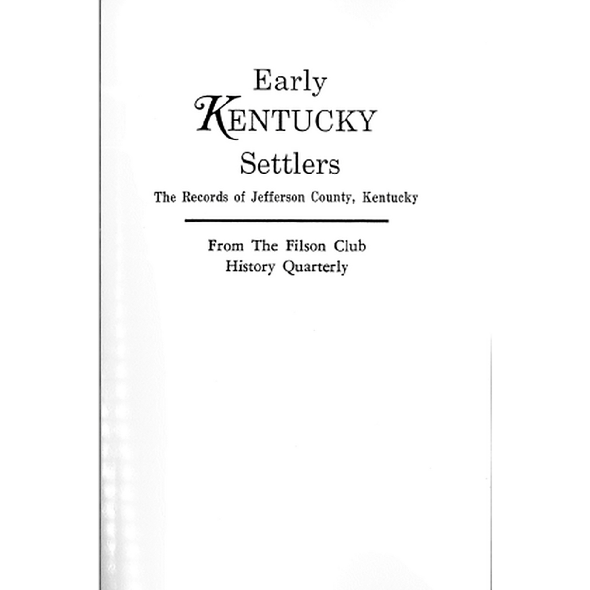 Early Kentucky Settlers