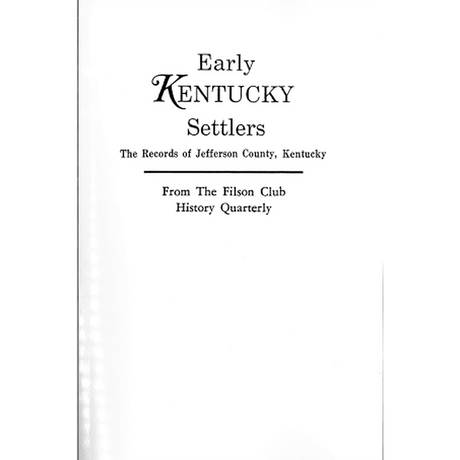 Early Kentucky Settlers