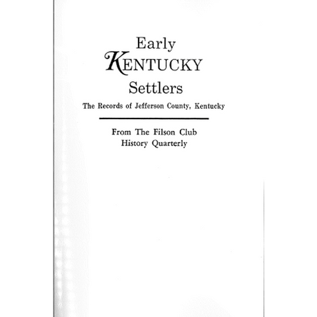 Early Kentucky Settlers