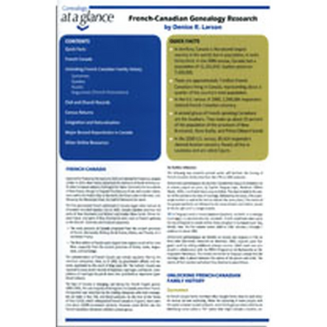 Genealogy at a Glance: French-Canadian Genealogy Research