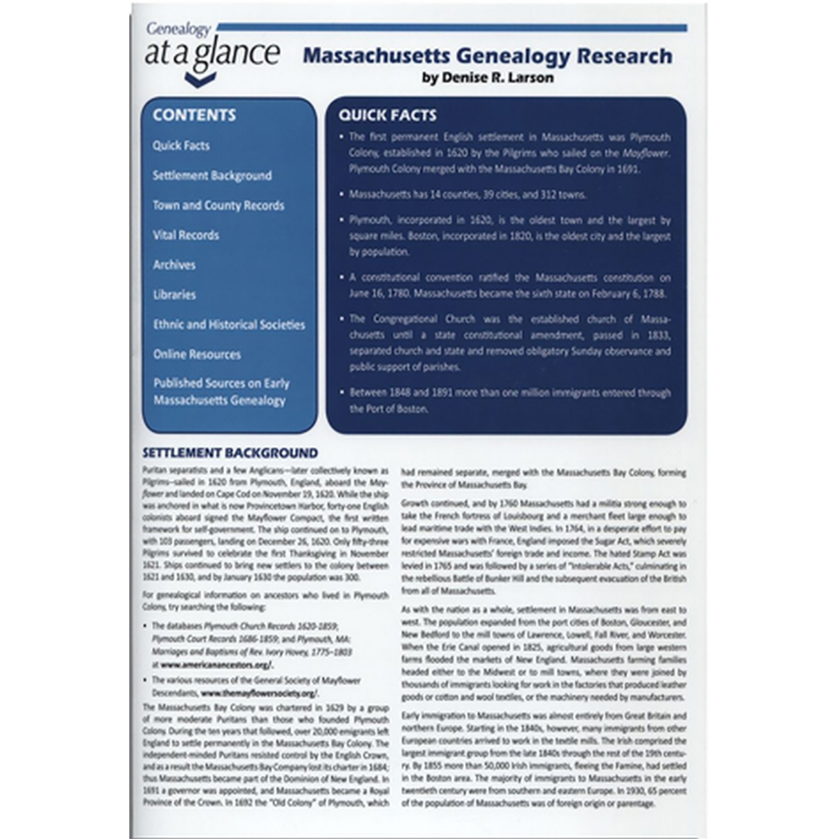Genealogy at a Glance: Massachusetts Genealogy Research