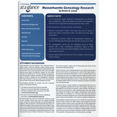 Genealogy at a Glance: Massachusetts Genealogy Research
