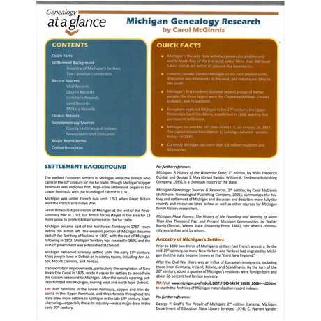 Genealogy at a Glance: Michigan Genealogy Research
