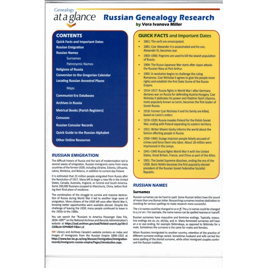 Genealogy at a Glance: Russian Genealogy Research