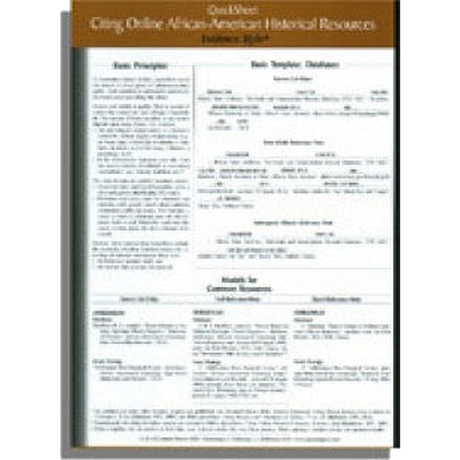 QuickSheet: Citing Online African-American Historical Resources Evidence! Style