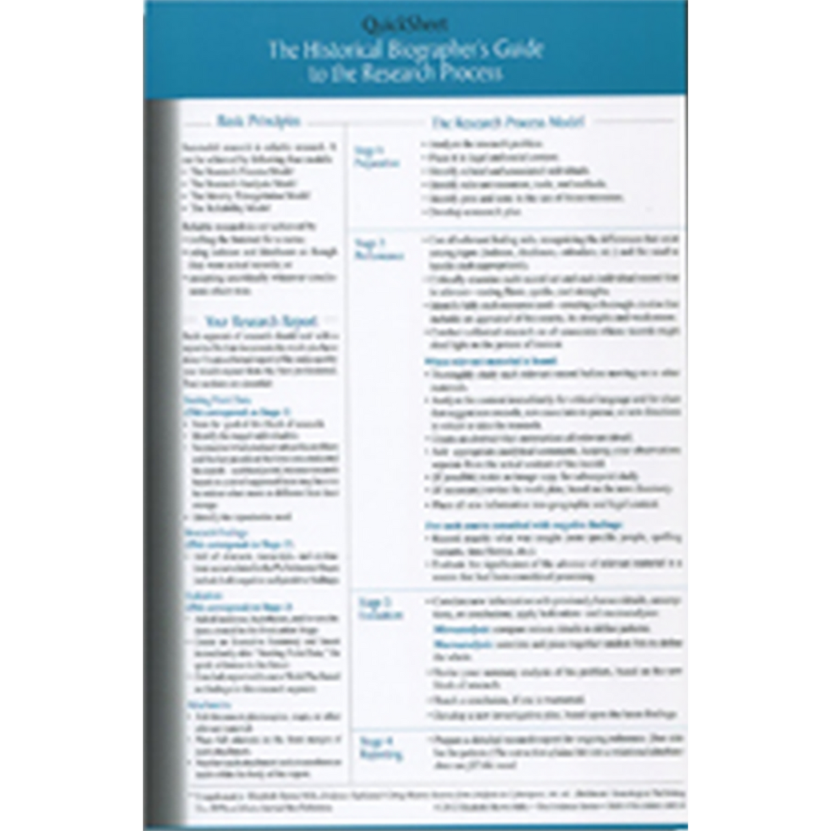 QuickSheet: The Historical Biographer's Guide to the Research Process