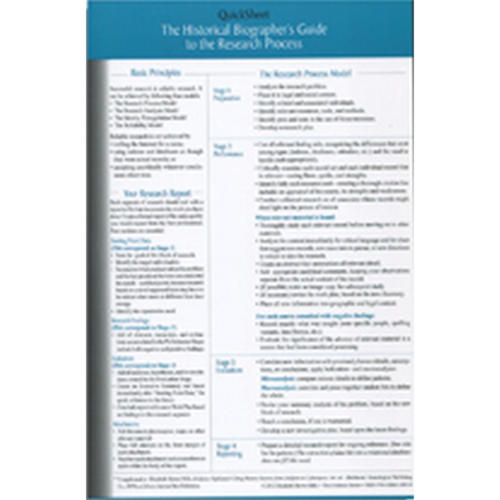 QuickSheet: The Historical Biographer's Guide to the Research Process