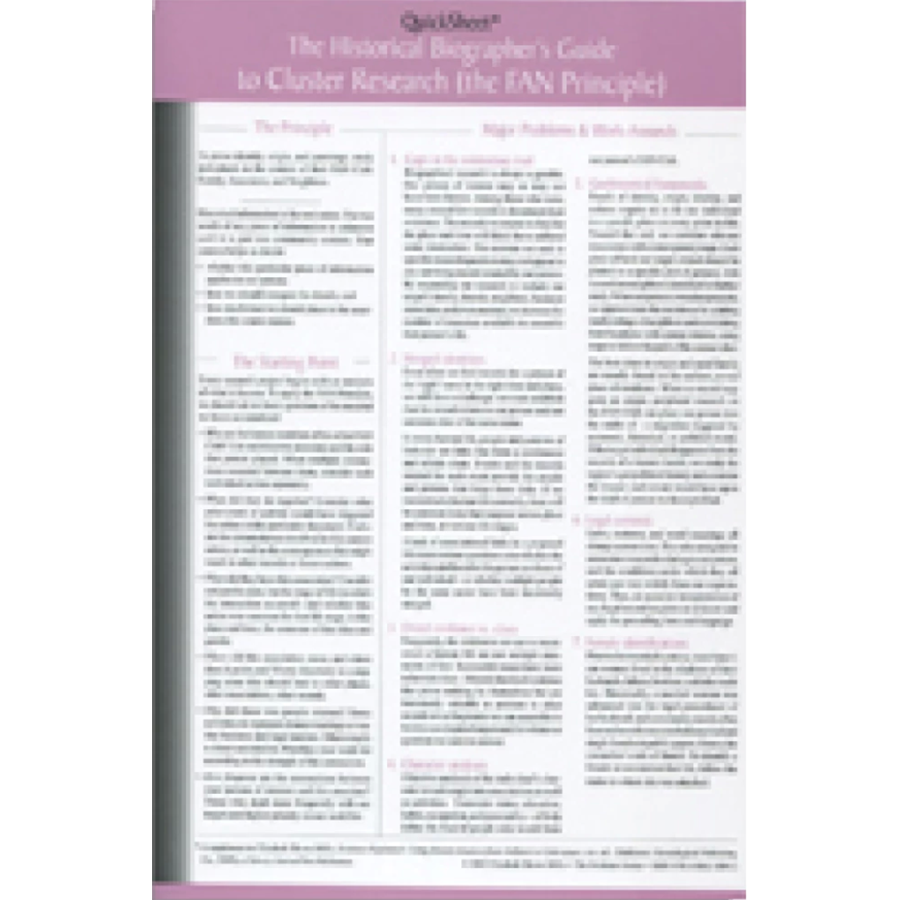 QuickSheet: The Historical Biographer's Guide to Cluster Research (the FAN Principle)