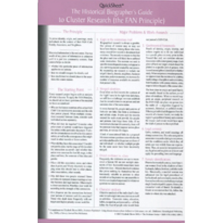 QuickSheet: The Historical Biographer's Guide to Cluster Research (the FAN Principle)