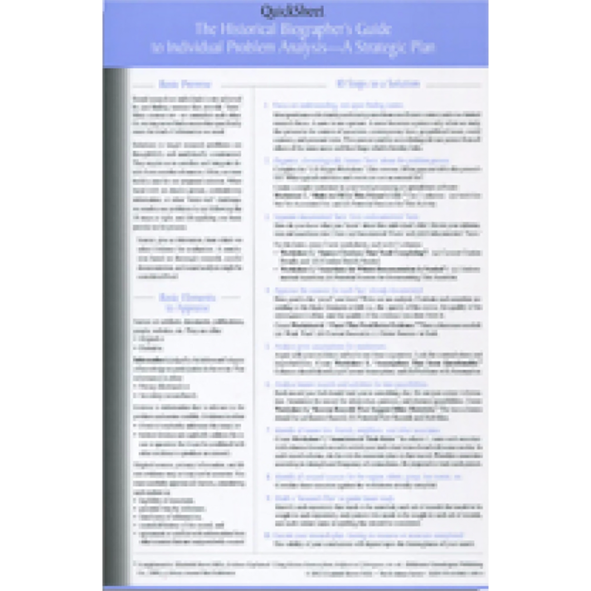 QuickSheet: The Historical Biographer's Guide to Individual Problem Analysis