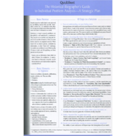 QuickSheet: The Historical Biographer's Guide to Individual Problem Analysis
