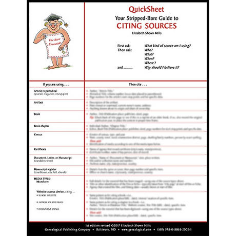 QuickSheet: Your Stripped-Bare Guide to Citing Sources. 1st Edition Revised