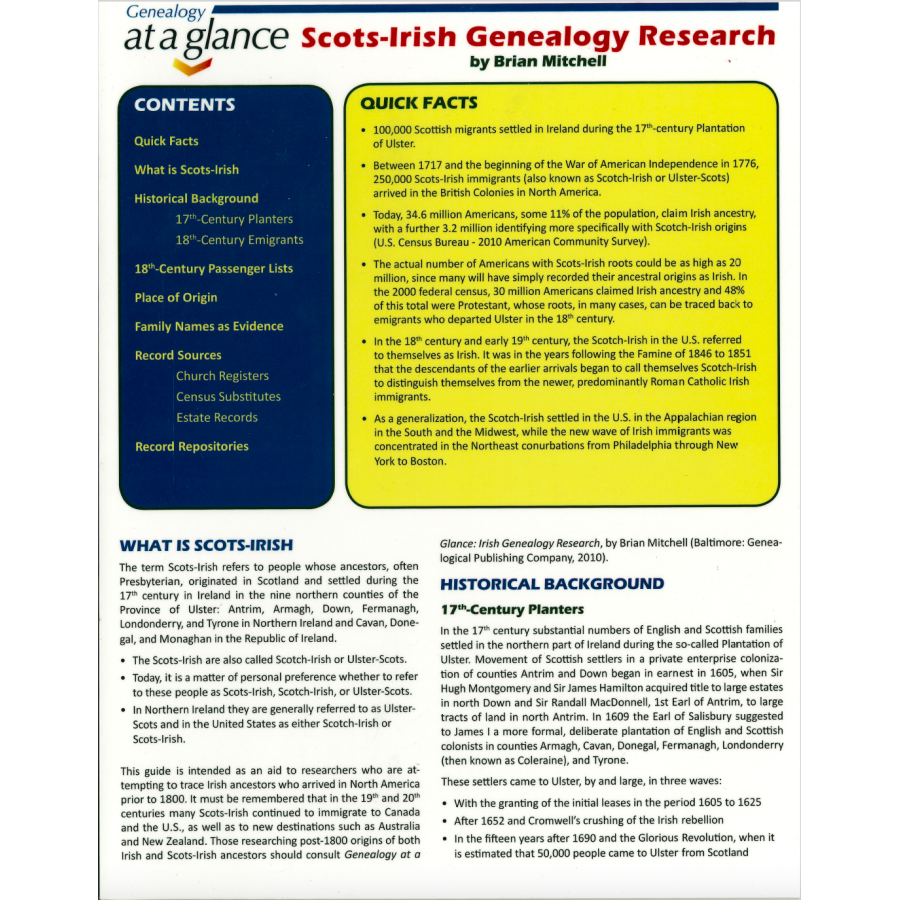 Genealogy at a Glance: Scots-Irish Genealogy Research