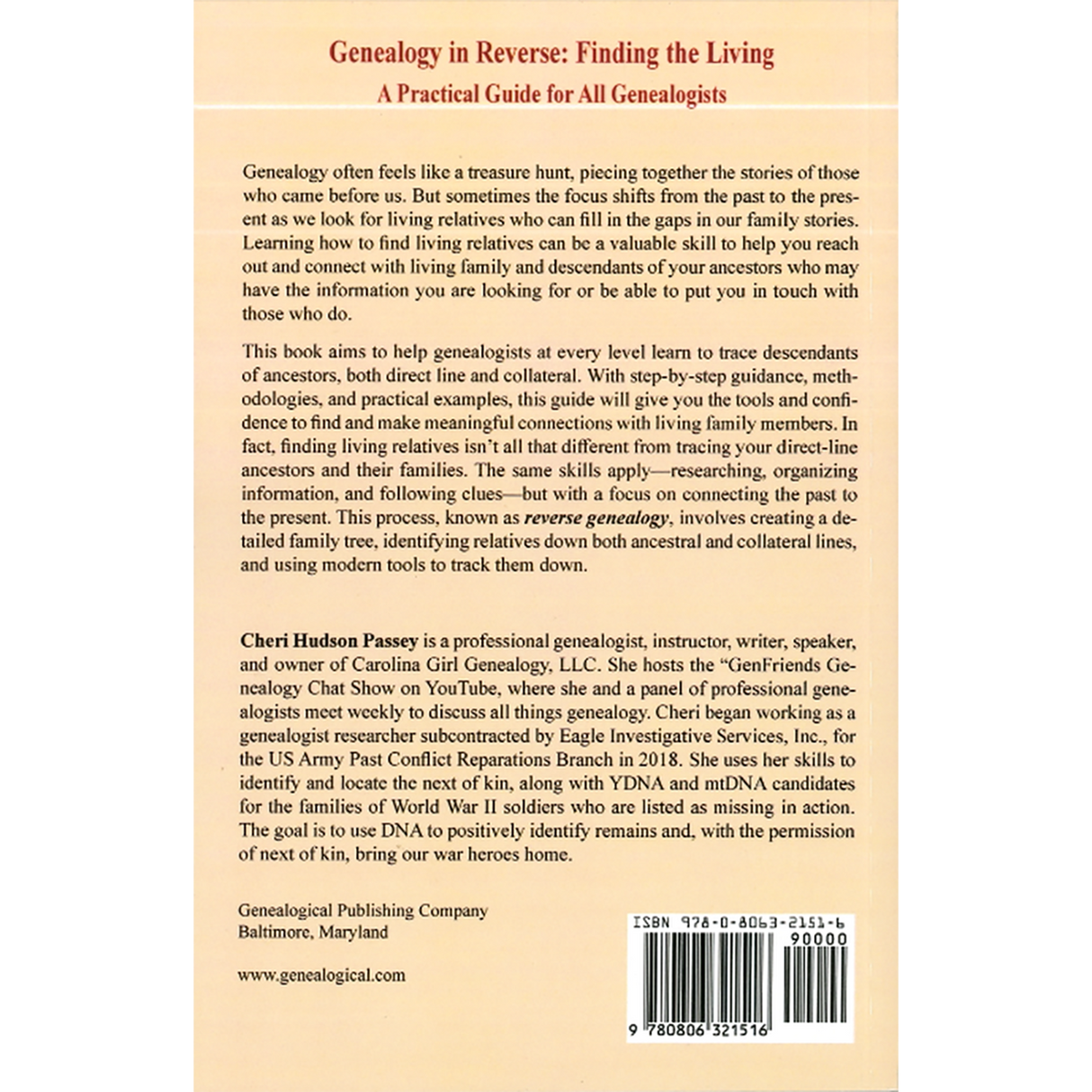 Genealogy in Reverse: Finding the Living back cover