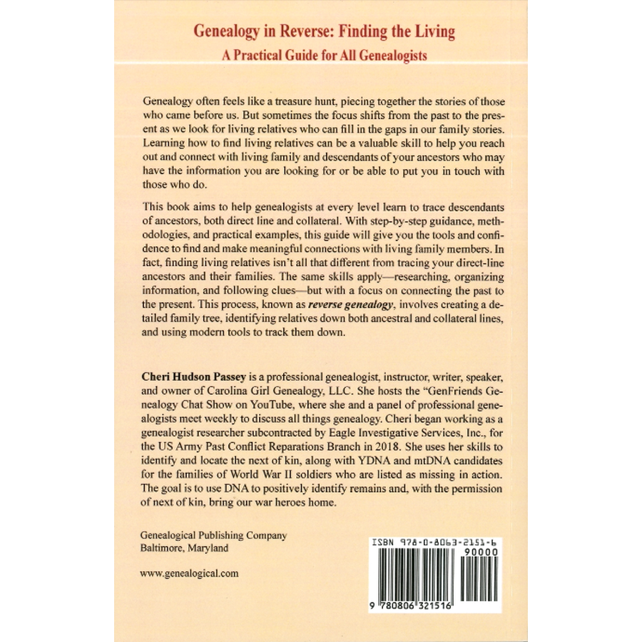 Genealogy in Reverse: Finding the Living back cover