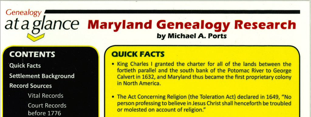 Genealogy at a Glance: Maryland Genealogy Research