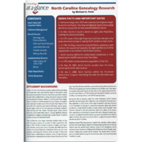 Genealogy at a Glance: North Carolina Genealogy Research