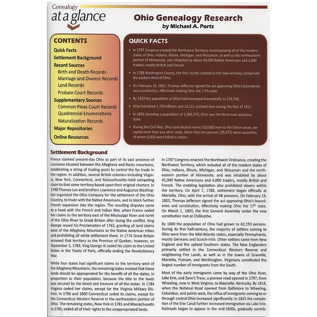 Genealogy at a Glance: Ohio Genealogy Research