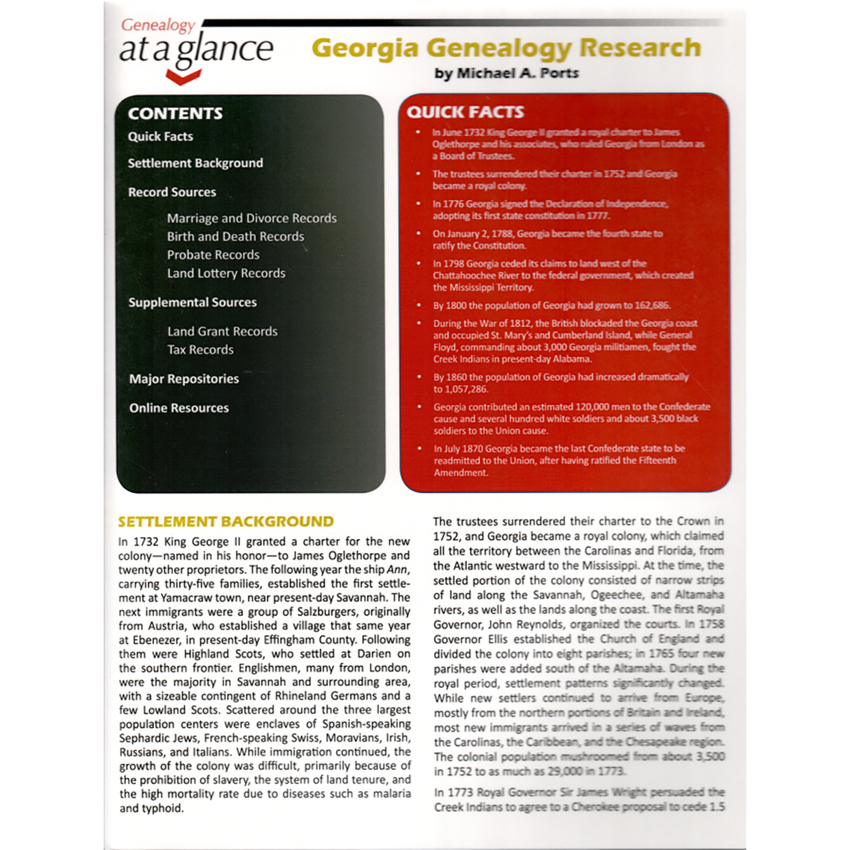 Genealogy at a Glance: Georgia Genealogy Research