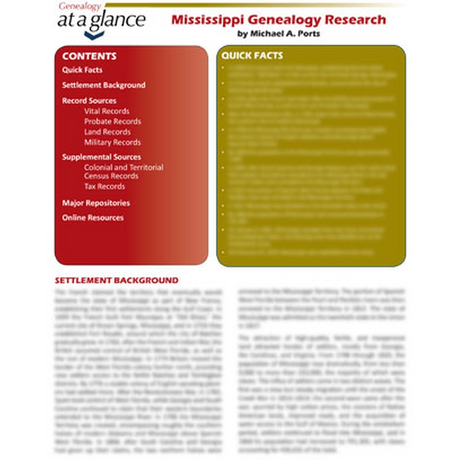 Genealogy at a Glance: Mississippi Genealogy Research