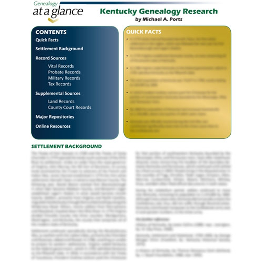 Genealogy at a Glance: Kentucky Genealogy Research