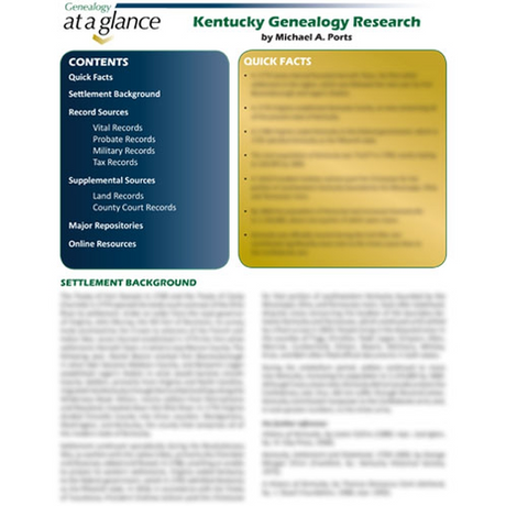 Genealogy at a Glance: Kentucky Genealogy Research
