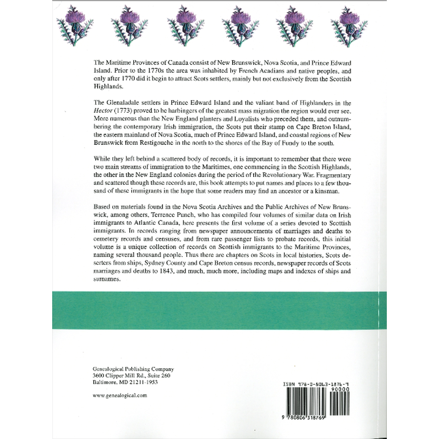 Some Early Scots in Maritime Canada, Volume I back cover
