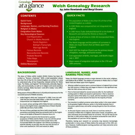 Genealogy at a Glance: Welsh Genealogy Research