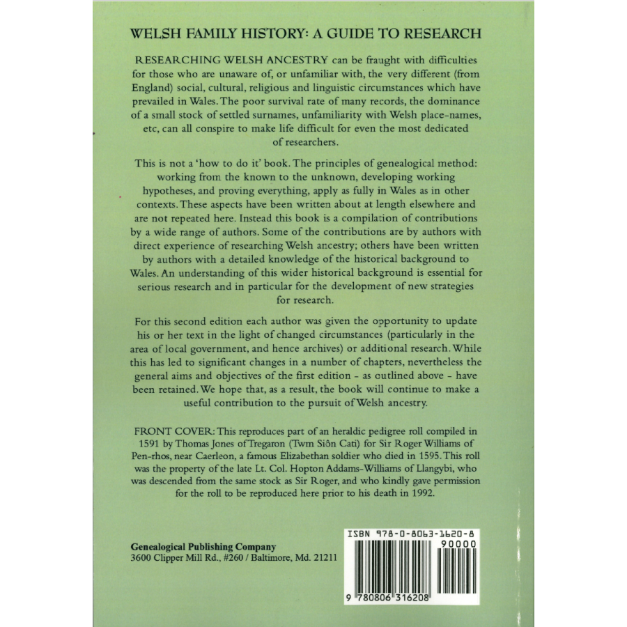 Welsh Family History: A Guide to Research, Second Edition back cover