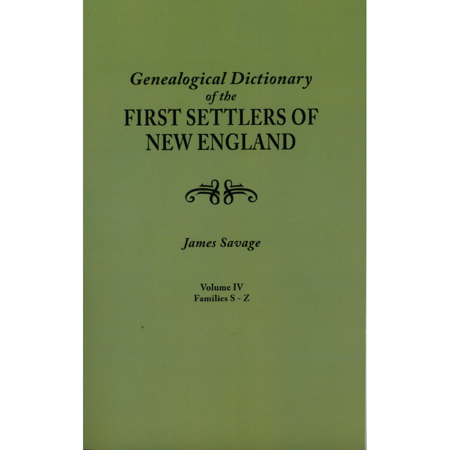 A Genealogical Dictionary of the First Settlers of New England, Third Edition [4 volumes] back cover