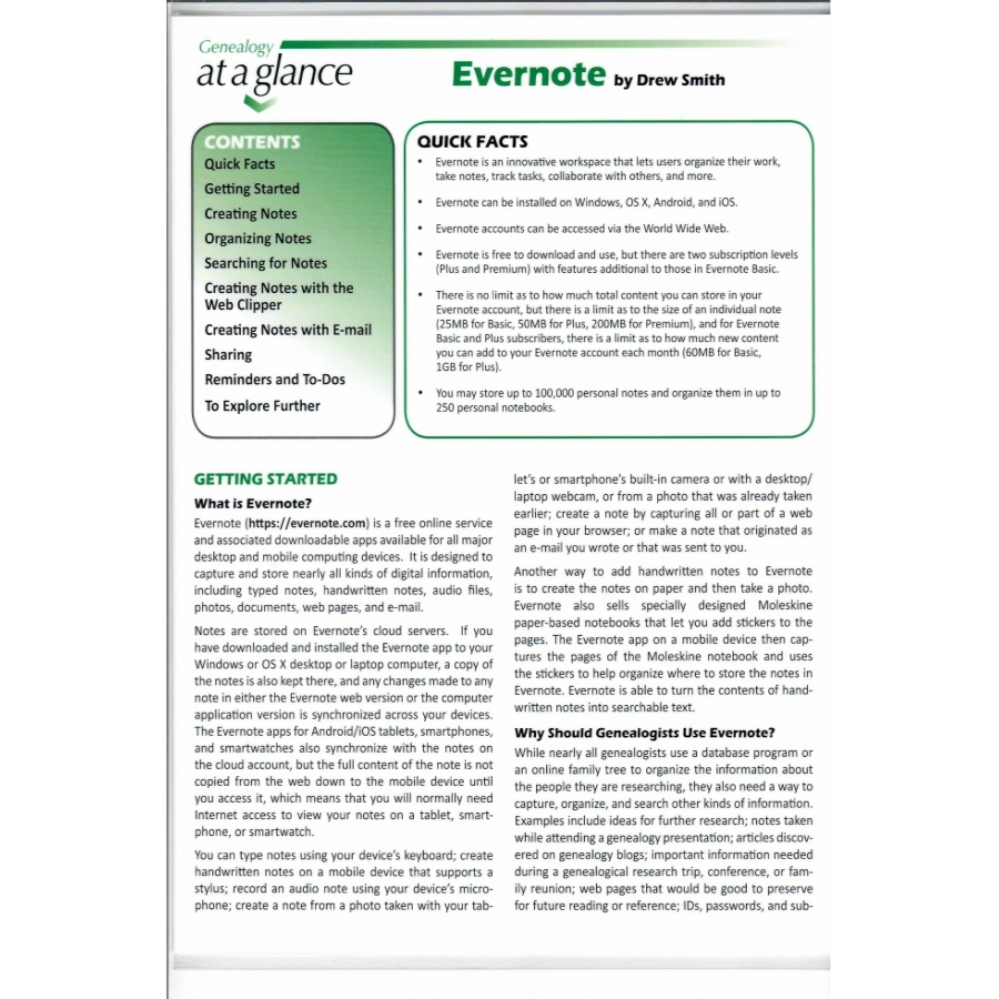 Genealogy at a Glance: Evernote