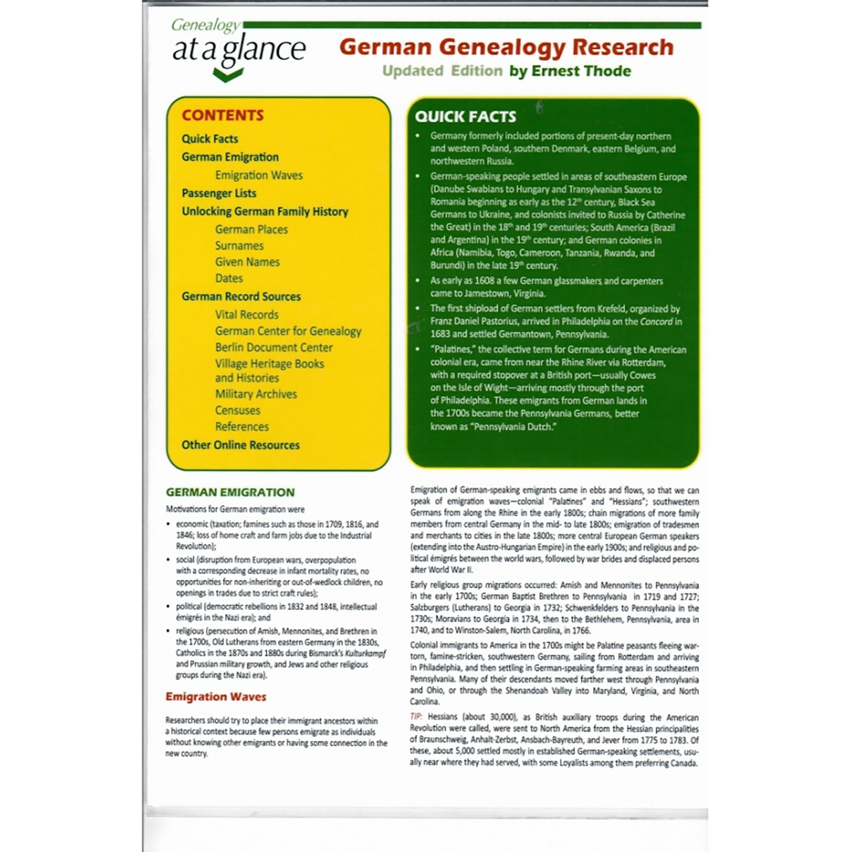 Genealogy at a Glance: German Genealogy Research, Updated Edition
