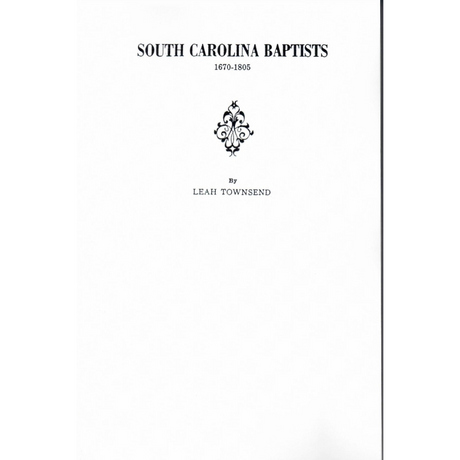 South Carolina Baptists, 1670-1805