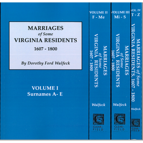 Marriages of Some Virginia Residents, 1607-1800 [4 volumes]
