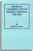 Families of Cabarrus County, North Carolina, 1792-1815