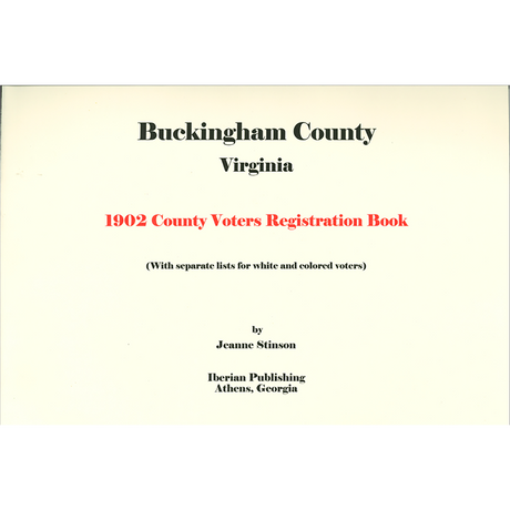 Buckingham County, Virginia 1902 County Voters Registration Book