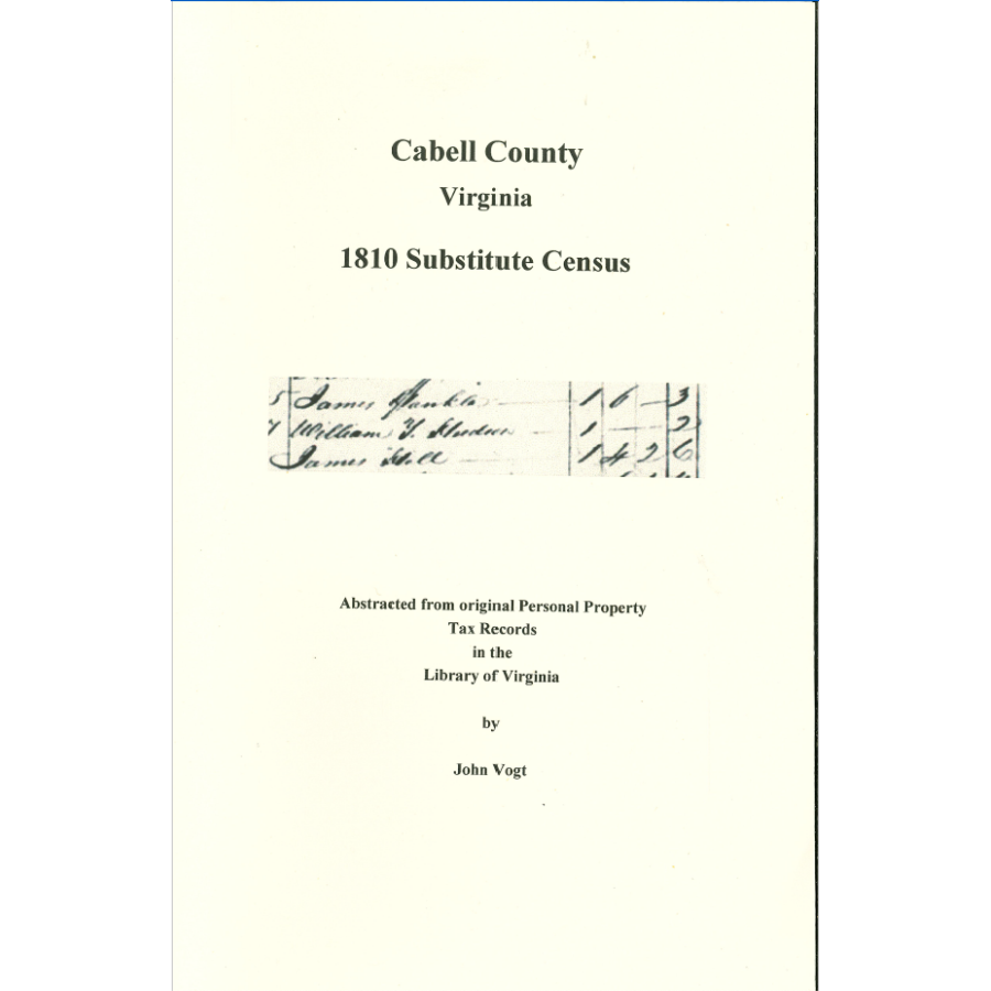 Cabell County, [West] Virginia 1810 Substitute Census