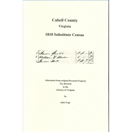 Cabell County, [West] Virginia 1810 Substitute Census