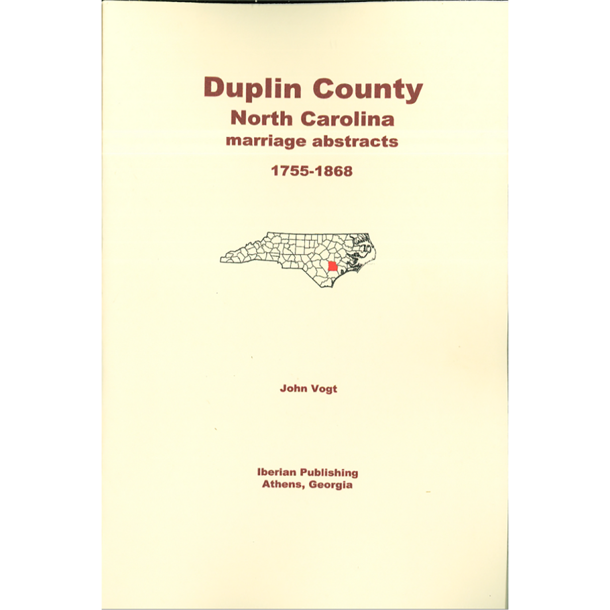 Duplin County, North Carolina Marriage Abstracts 1755-1868