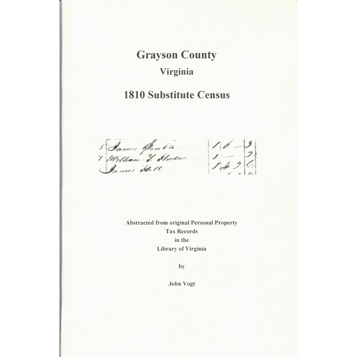 Grayson County, Virginia 1810 Substitute Census