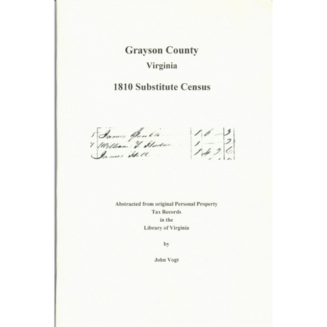 Grayson County, Virginia 1810 Substitute Census