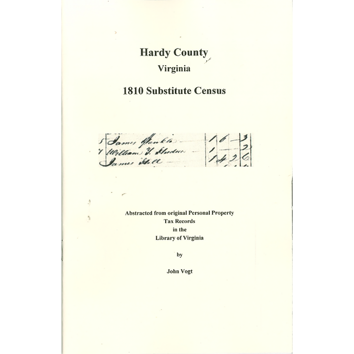 Hardy County, [West] Virginia 1810 Substitute Census