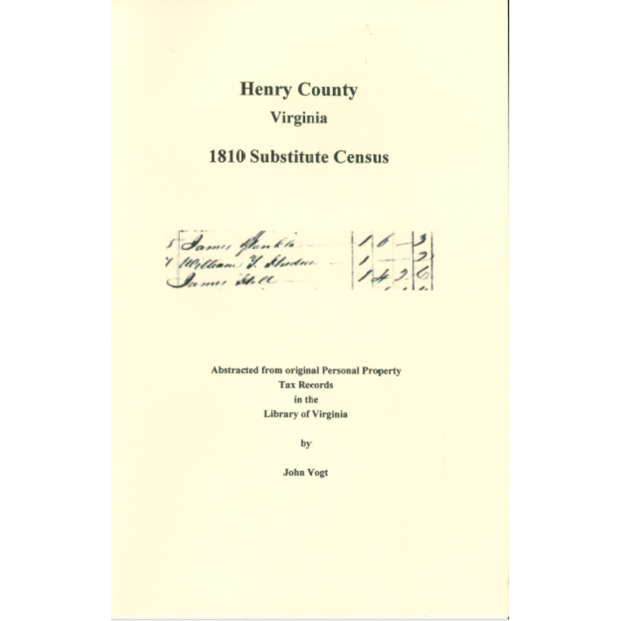 Henry County, Virginia 1810 Substitute Census