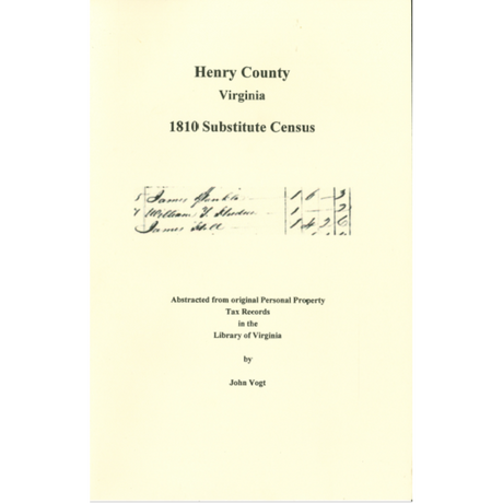 Henry County, Virginia 1810 Substitute Census